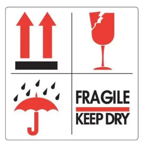 HANDLING LABEL RED/BLACK 10X10CM FOURLIFE